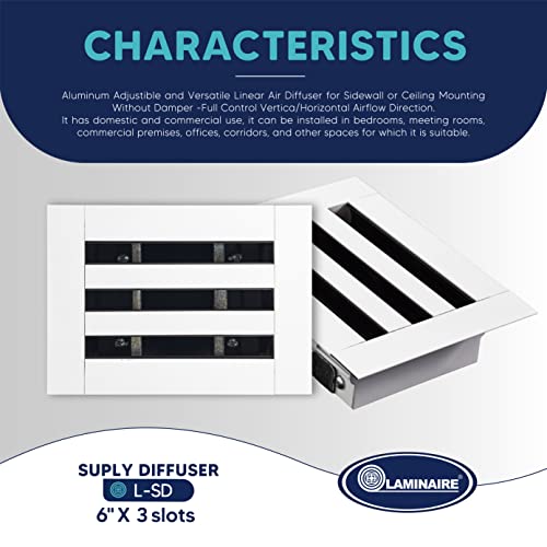 Aluminum Adjustable Linear bar Grille mounting Without Damper. Modern ac Ceiling & Wall Vent Covers. Full Control verti./horiz. Airflow Direction.