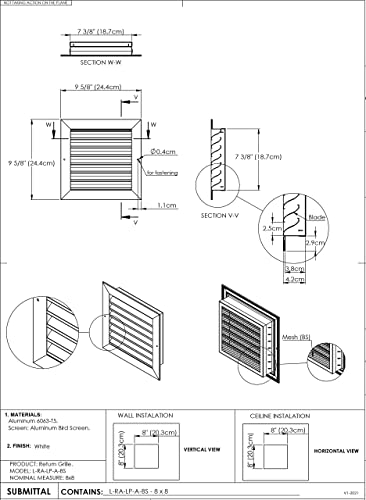 Vent Duct Cover. Aluminum Exterior Return Grille HVAC (Heating – Ventilation - Air Conditioning) Sidewall - Outside Air Louver Rain Block - with Back Screen Mesh -White - HVAC Grille.