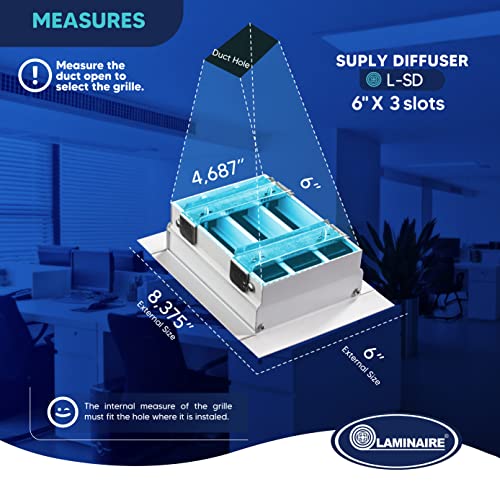 Aluminum Adjustable Linear bar Grille mounting Without Damper. Modern ac Ceiling & Wall Vent Covers. Full Control verti./horiz. Airflow Direction.
