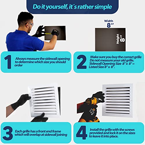Vent Duct Cover. Aluminum Exterior Return Grille HVAC (Heating – Ventilation - Air Conditioning) Sidewall - Outside Air Louver Rain Block - with Back Screen Mesh -White - HVAC Grille.
