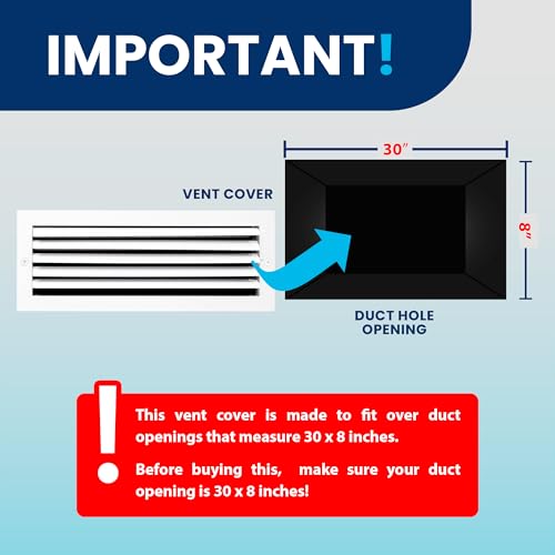 Aluminum Air Flow Vent – HVAC Vent Cover for Wall or Ceiling – Quiet HVAC Wall Register - Multi-Shutter Damper – Adjustable Curved Blade - Plastic Seal for Tight Fit