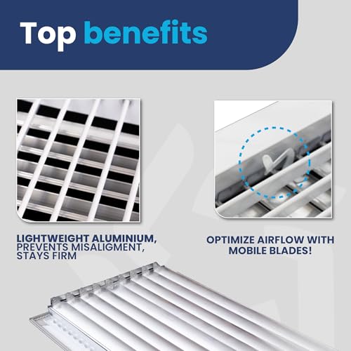 10" x 6" Duct Hole Aluminum Single Deflection Adjustable Air Supply Register, Decorative HVAC Vent Cover, Ceiling & Wall AC Deflector, Heating & Cooling Supply with Multi-Shutter Damper – ACLAMINAIRE