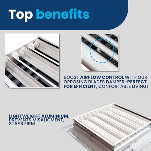 Duct Vent Cover. Air Supply HVAC Square Ceiling Diffuser with Opposing Blades Damper. 4 Way Extruded Aluminum Fixed Core. Low Noise.