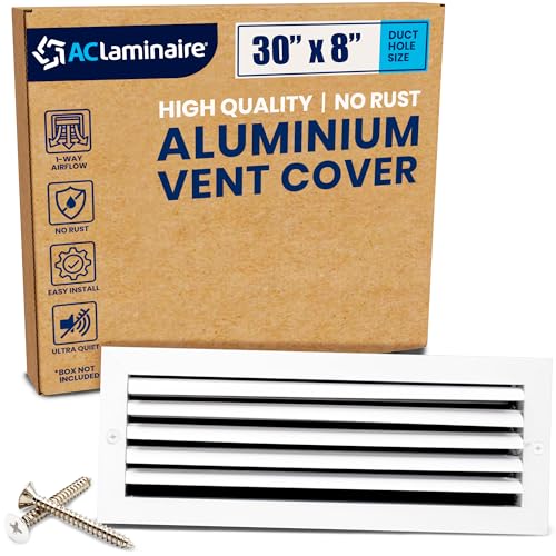 Aluminum Air Flow Vent – HVAC Vent Cover for Wall or Ceiling – Quiet HVAC Wall Register - Multi-Shutter Damper – Adjustable Curved Blade - Plastic Seal for Tight Fit