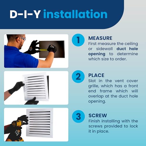 ACLAMINAIRE Aluminum Air Return Grill Vent Cover - Rustproof Ceiling & Wall Mount for HVAC Return Box – A/C Steel Return Air Vent Cover – with Rooted Blades