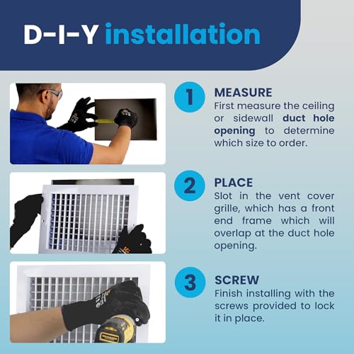 10" x 6" Duct Hole Aluminum Single Deflection Adjustable Air Supply Register, Decorative HVAC Vent Cover, Ceiling & Wall AC Deflector, Heating & Cooling Supply with Multi-Shutter Damper – ACLAMINAIRE