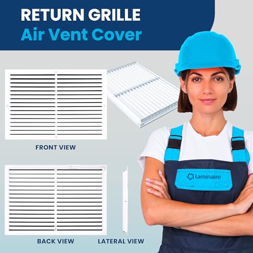 ACLAMINAIRE Aluminum Air Return Grill Vent Cover - Rustproof Ceiling & Wall Mount for HVAC Return Box – A/C Steel Return Air Vent Cover – with Rooted Blades