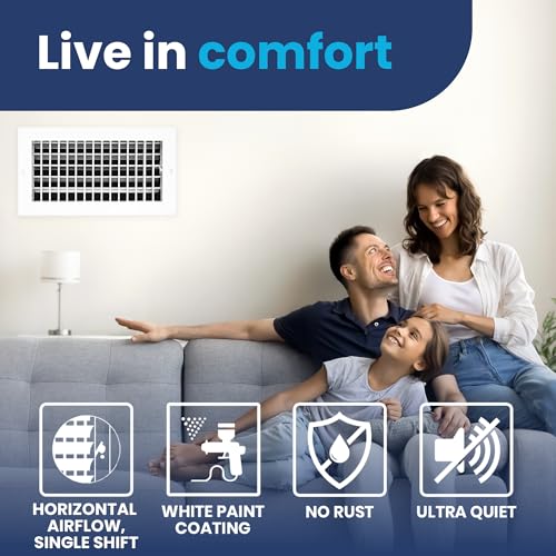 10" x 6" Duct Hole Aluminum Single Deflection Adjustable Air Supply Register, Decorative HVAC Vent Cover, Ceiling & Wall AC Deflector, Heating & Cooling Supply with Multi-Shutter Damper – ACLAMINAIRE