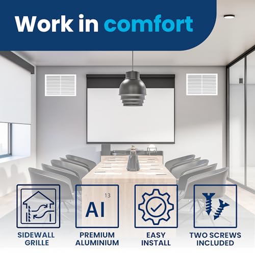 ACLAMINAIRE Aluminum Air Return Grill Vent Cover - Rustproof Ceiling & Wall Mount for HVAC Return Box – A/C Steel Return Air Vent Cover – with Rooted Blades