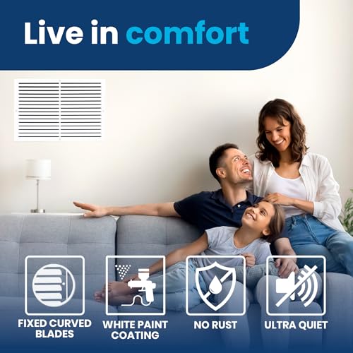 ACLAMINAIRE Aluminum Air Return Grill Vent Cover - Rustproof Ceiling & Wall Mount for HVAC Return Box – A/C Steel Return Air Vent Cover – with Rooted Blades