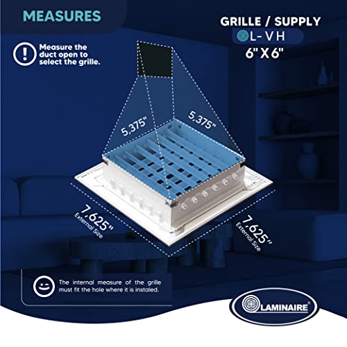 Duct Vent Cover. Air Supply HVAC Sidewall or Ceiling Grille Register Without Damper - White - Full Control Vertical/Horizontal Airflow Direction. Aluminum Double Deflection Adjustible.