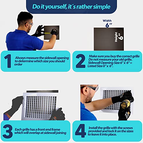 Duct Vent Cover. Air Supply HVAC Sidewall or Ceiling Grille Register Without Damper - White - Full Control Vertical/Horizontal Airflow Direction. Aluminum Double Deflection Adjustible.